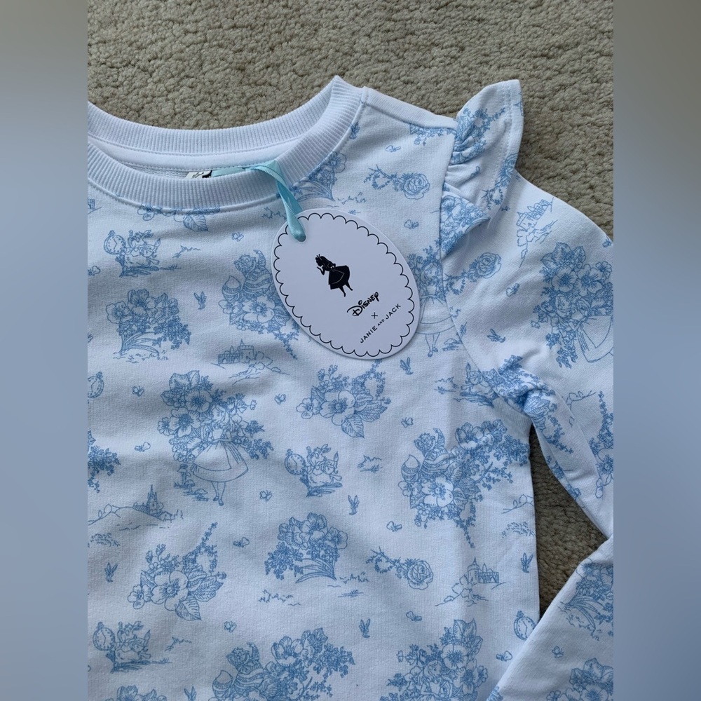 Janie and Jack x Disney NWT Size 8 Alice In Wonderland Toile Sweatshirt - Picture 5 of 7